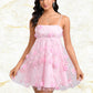 Olivia A-line Straight Mini Lace Homecoming Dress With Bow Flower DLP0025670