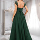 Lara A-line V-Neck Floor-Length Chiffon Bridesmaid Dress With Ruffle DLP0025811