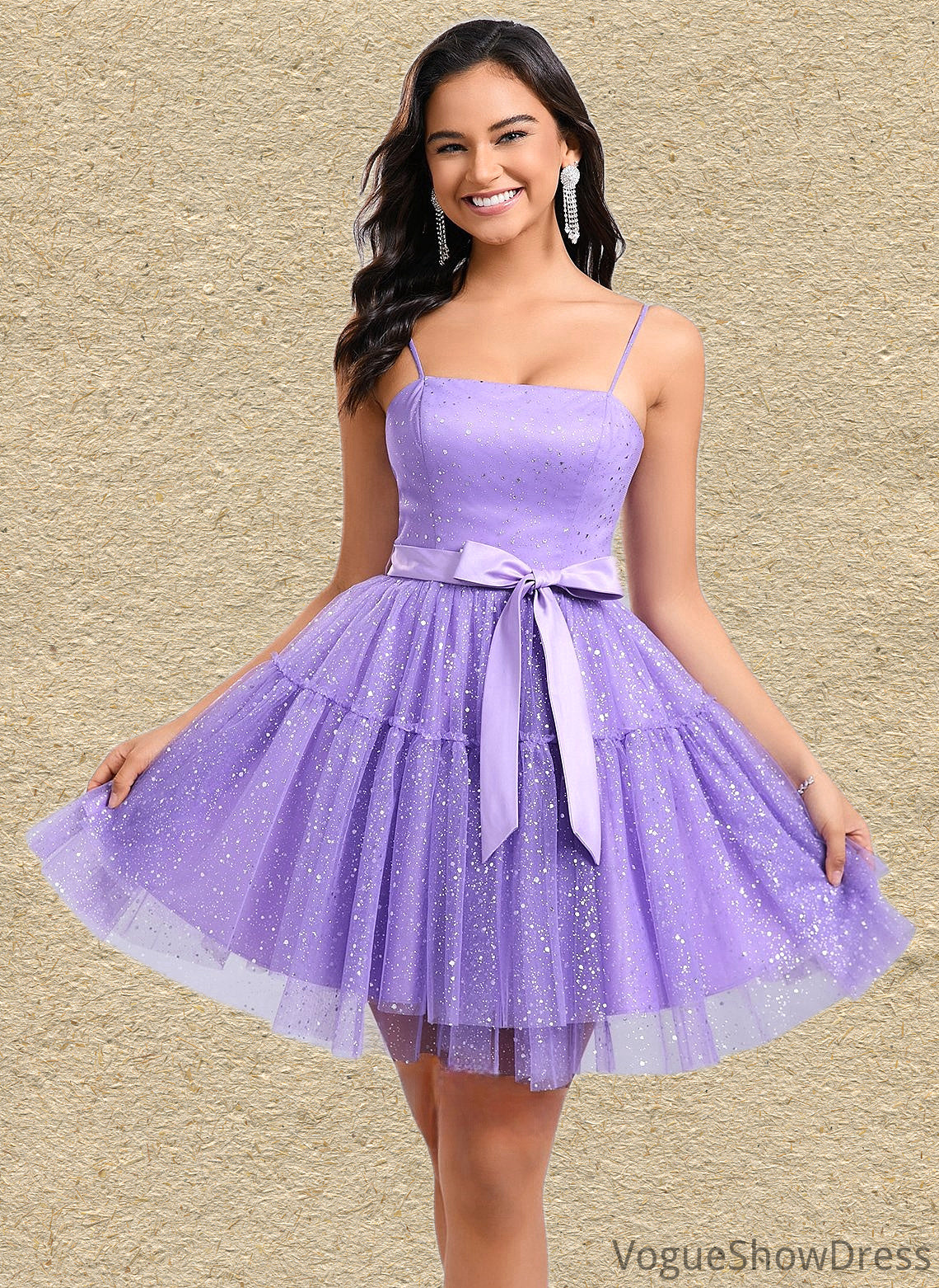 Kaelyn Ball-Gown/Princess Straight Short Tulle Homecoming Dress With Bow DLP0025717