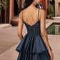 Mariana A-line V-Neck Short/Mini Lace Satin Homecoming Dress DLP0020504