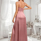 Logan A-line Cowl Floor-Length Stretch Satin Prom Dresses DLP0025881