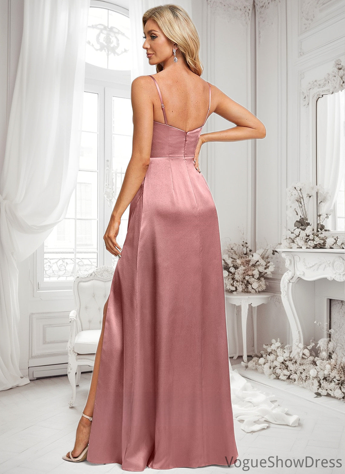 Logan A-line Cowl Floor-Length Stretch Satin Prom Dresses DLP0025881