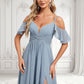 Sophie A-line Cold Shoulder Floor-Length Chiffon Bridesmaid Dress With Ruffle DLP0025797