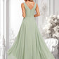 Kaya A-line V-Neck Asymmetrical Chiffon Bridesmaid Dress DLP0025809