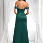 Stephanie Trumpet/Mermaid Off the Shoulder Square Floor-Length Satin Prom Dresses With Ruffle DLP0025883