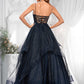 Kaia Ball-Gown/Princess V-Neck Floor-Length Tulle Prom Dresses DLP0025863