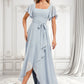 Carolina A-line Square Asymmetrical Chiffon Bridesmaid Dress DLP0025796