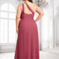 Lara A-line One Shoulder Floor-Length Chiffon Bridesmaid Dress With Ruffle DLP0025824