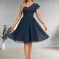 Brenda A-line One Shoulder Knee-Length Chiffon Homecoming Dress With Ruffle DLP0025722