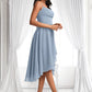 Jeanie A-line Cowl Asymmetrical Chiffon Bridesmaid Dress With Ruffle DLP0025727