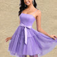 Kaelyn Ball-Gown/Princess Straight Short Tulle Homecoming Dress With Bow DLP0025717