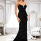 Precious Trumpet/Mermaid V-Neck Sweep Train Sequin Prom Dresses DLP0025850