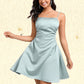 Laila A-line Straight Short Satin Homecoming Dress DLP0025643