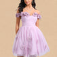 Janiya Ball-Gown/Princess Off the Shoulder Short Tulle Homecoming Dress With Pleated Flower DLP0025668