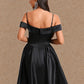 Kamari A-line Off the Shoulder Short Satin Homecoming Dress DLP0025704