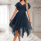 Anabella A-line V-Neck Asymmetrical Chiffon Bridesmaid Dress With Ruffle DLP0025804