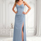 Greta A-line V-Neck Floor-Length Chiffon Bridesmaid Dress DLP0025726