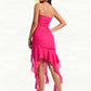 Skye Bodycon V-Neck Asymmetrical Chiffon Homecoming Dress With Cascading Ruffles DLP0025712