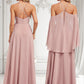 Jazmin A-line Halter Floor-Length Chiffon Bridesmaid Dress DLP0025821