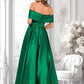 Janiyah Ball-Gown/Princess Off the Shoulder Floor-Length Satin Prom Dresses DLP0025871