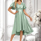 Tina A-line V-Neck Asymmetrical Stretch Satin Bridesmaid Dress With Ruffle DLP0025772