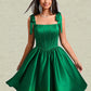 Laylah Ball-Gown/Princess Straight Short Satin Homecoming Dress With Bow DLP0025645