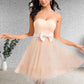 Sloane Ball-Gown/Princess Sweetheart Short Tulle Homecoming Dress With Bow DLP0025719