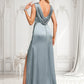 Brooke A-line Scoop Cowl Floor-Length Stretch Satin Prom Dresses DLP0025878