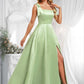 Rosalyn A-line Square Floor-Length Satin Bridesmaid Dress With Bow DLP0025778