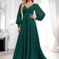 Alejandra A-line V-Neck Floor-Length Chiffon Bridesmaid Dress DLP0025816