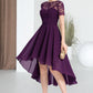 Elizabeth A-line Scoop Asymmetrical Chiffon Lace Homecoming Dress DLP0020587