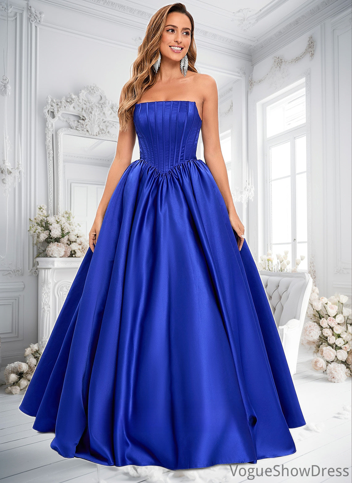 Marilyn Ball-Gown/Princess Straight Floor-Length Satin Prom Dresses DLP0025831