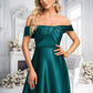 Yaretzi A-line Off the Shoulder Floor-Length Stretch Satin Prom Dresses DLP0025879