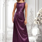 Claudia A-line Scoop Floor-Length Stretch Satin Bridesmaid Dress DLP0025829