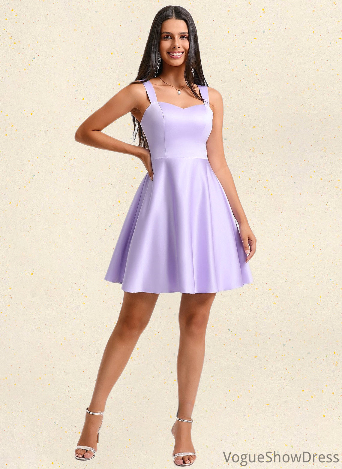 Olga A-line Sweetheart Short Satin Homecoming Dress With Bow DLP0025682