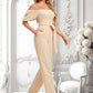 Renata Jumpsuit/Pantsuit Off the Shoulder Square Floor-Length Chiffon Bridesmaid Dress DLP0025791