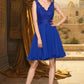 Helen A-line V-Neck Knee-Length Chiffon Lace Homecoming Dress DLP0020589