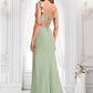 Kirsten A-line Square Floor-Length Chiffon Bridesmaid Dress With Ruffle DLP0025739