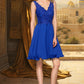 Helen A-line V-Neck Knee-Length Chiffon Lace Homecoming Dress DLP0020589