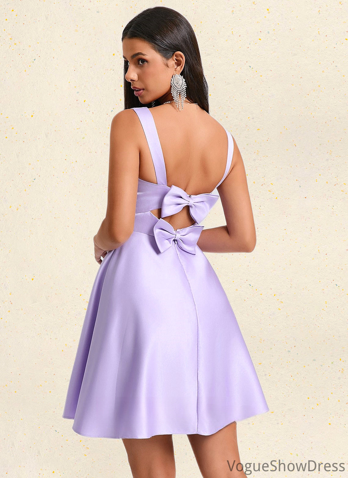 Olga A-line Sweetheart Short Satin Homecoming Dress With Bow DLP0025682