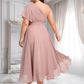 Kitty A-line One Shoulder Asymmetrical Chiffon Bridesmaid Dress With Ruffle DLP0025819