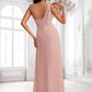 Ashly A-line One Shoulder Floor-Length Chiffon Bridesmaid Dress With Bow DLP0025748