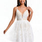 Jaelyn Ball-Gown/Princess V-Neck Short Tulle Lace Homecoming Dress With Pleated DLP0025711