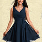 Sherlyn A-line V-Neck Short Chiffon Homecoming Dress With Pleated DLP0025644