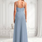 Greta A-line V-Neck Floor-Length Chiffon Bridesmaid Dress DLP0025726