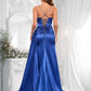 Caitlyn Trumpet/Mermaid Straight Sweep Train Stretch Satin Prom Dresses With Rhinestone DLP0025861