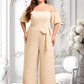 Renata Jumpsuit/Pantsuit Off the Shoulder Square Floor-Length Chiffon Bridesmaid Dress DLP0025791