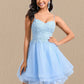 Alexis A-line V-Neck Short Lace Tulle Homecoming Dress With Rhinestone Sequins DLP0025658