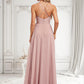 Jazmin A-line Halter Floor-Length Chiffon Bridesmaid Dress DLP0025821