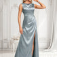 Brooke A-line Scoop Cowl Floor-Length Stretch Satin Prom Dresses DLP0025878